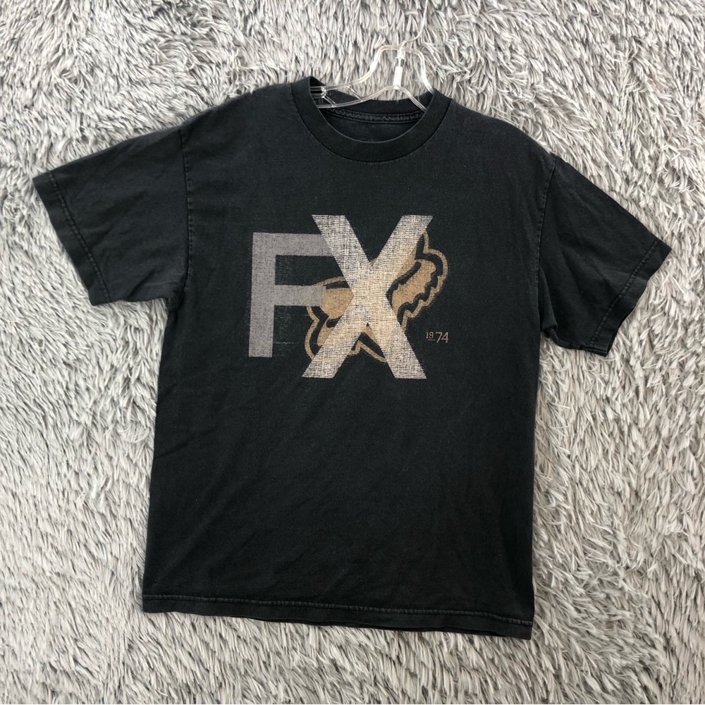 Fox Racing Tshirt Mens Medium Black Logo Spellout Short Sleeve Shirt